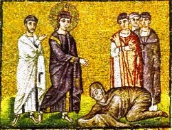 Guarigione dell'emorroissa, Decorazione musiva parietale di S.Apollinare Nuovo, Ravenna