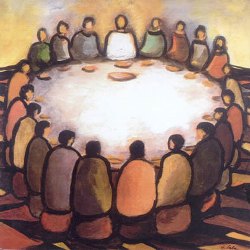 Discepoli radunati intorno al pane