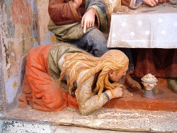 La peccatrice bacia i piedi di Gesù, Cappella 'La Casa di Simone Fariseo', S. Vivaldo, Montaione (FI)