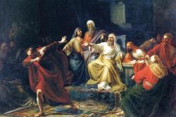 Giuda tradisce Gesù, Processione dei misteri della passione di Cristo, Valenzano (BA)