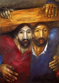 Sieger Köder, Simone di Cirene aiuta Gesù a portare la croce