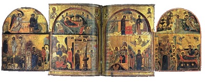 Tetrastico conservato nel monastero di santa Caterina del Sinai con le scene principali della vita di Gesù